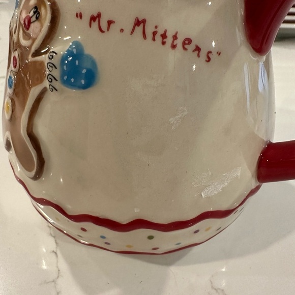 Heather Goldmine Blue Sky 2011  Mr Mittens Gingerbread Christmas Mug red/white - Picture 6 of 7